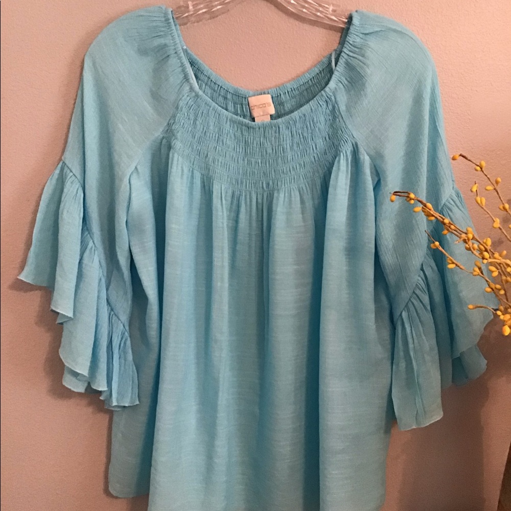 Chico’s Gauzy Turquoise Blouse